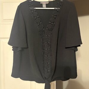 Black Lace Trim Blouse